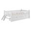 Lit plateforme simple en bois massif avec garde-corps de sécurité et tiroirs de rangement sous le lit - Cadre de lit blanc pour enfants