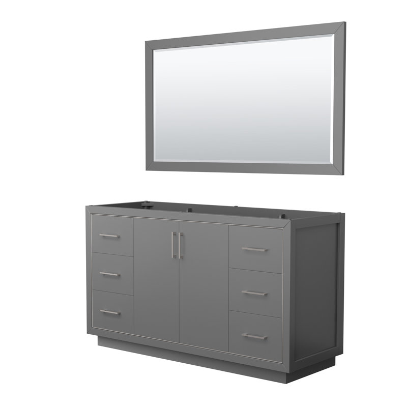 Base de meuble-lavabo simple 59,25 po Icon et miroir seulement, Gris foncé