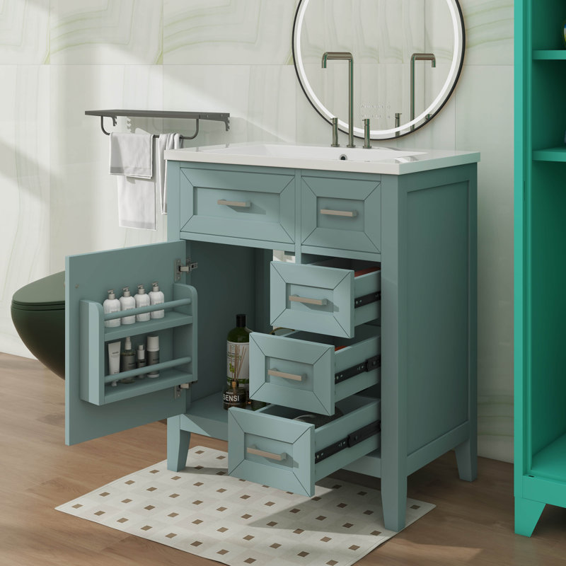 Meuble-lavabo sophistiqué de 30 po entièrement équipé d'un lavabo, Vert