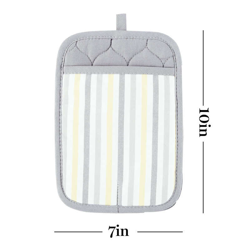 Gray and Yellow Silicone Grip Pot Holder Set, 2-Pack
