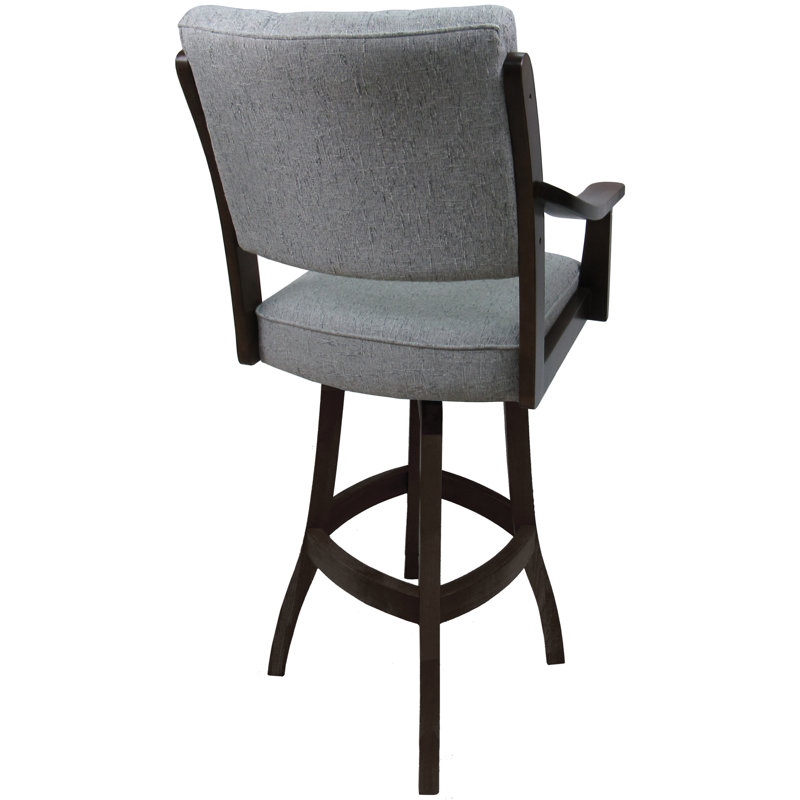 Hemsath Slate Swivel Solid Wood 30'' Bar Stool with Upholstered Seat