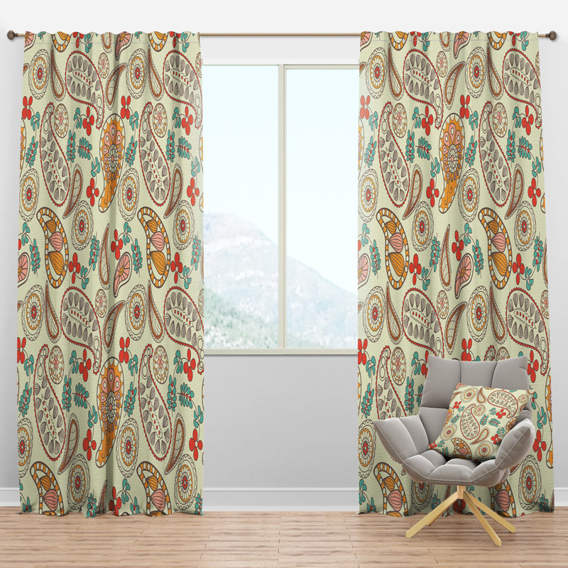 Motif cachemire - Rideau cachemire - Velours obscurcissant - 1 panneau, l 52 po x L 95 po