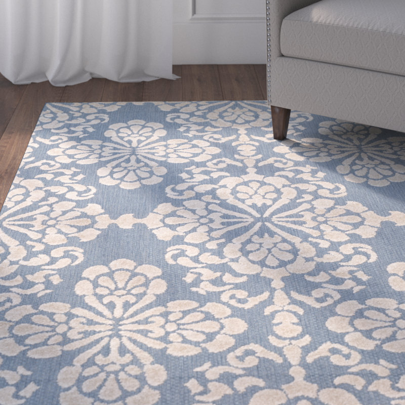 Tapis d'intérieur / extérieur Jaquelin Performance Damask, Rectangle 5 pi 3 po x 7 pi 7 po