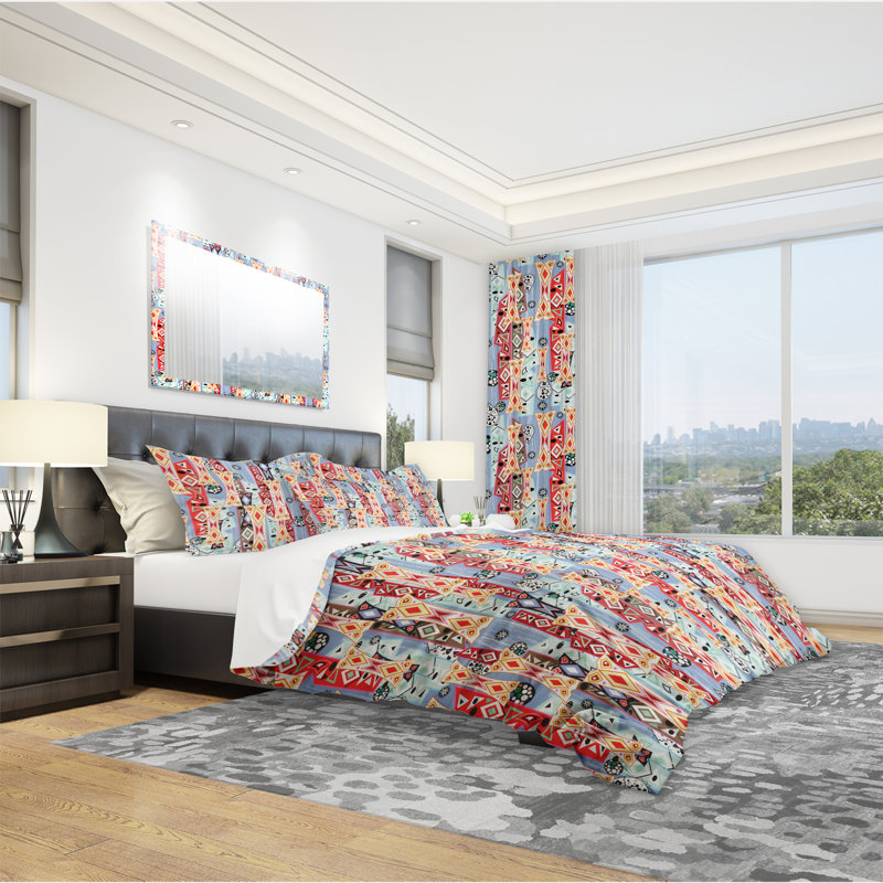 Modern & Contemporary Geometric Shapes Duvet Cover, King Duvet Cover + 2 Shams