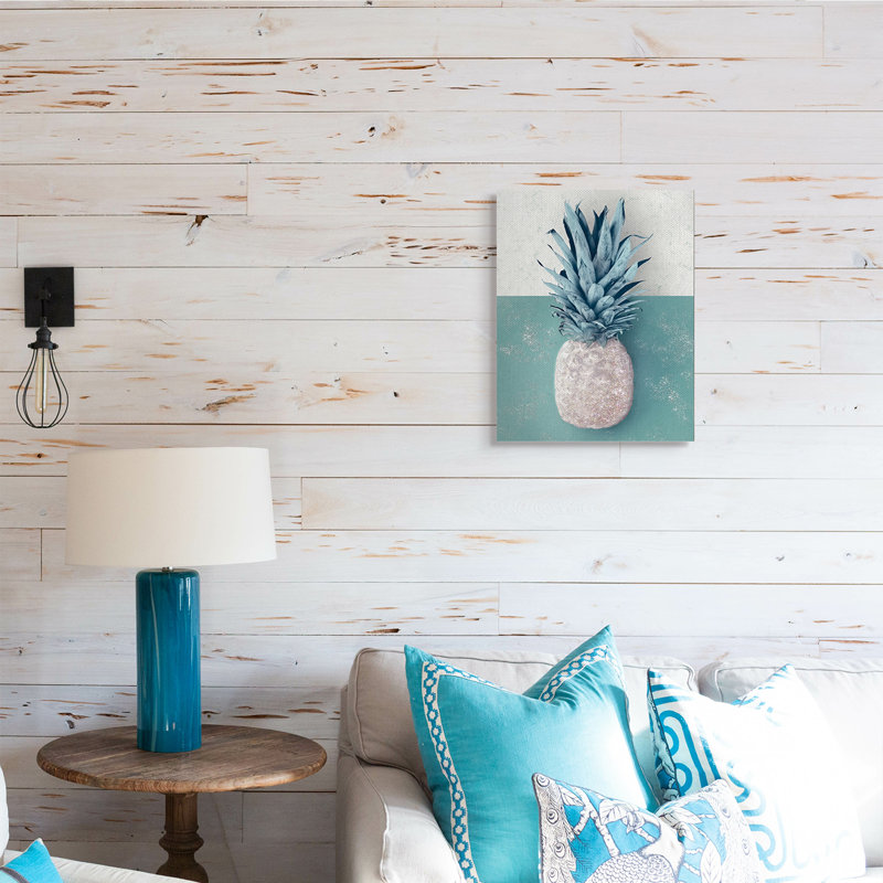 Ananas tropical avec vert beige, Toile tendue, H 20 po x l 16 po