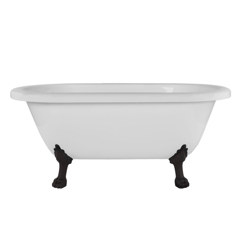66.75'' x 30'' Freestanding Soaking Acrylic Bathtub, Black