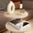 Travertine-Style Round Nesting Side Tables Modern Coffee Tables Set of 2