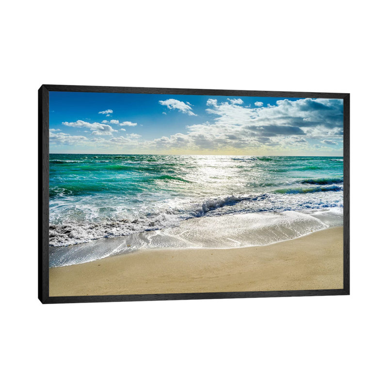 Silent Beach Waves Hollywood Florida by Susanne Kremer - Print on Canvas, 152.5 cm H x 101.5 cm W, Black Framed