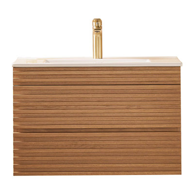 Meuble-lavabo mural simple et flottant 30 po avec lavabo en céramique