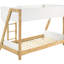 Lit superposé simple moderne, bois blanc et naturel, tête de lit basse, silhouettes angulaires pour lit de chambre à coucher avec finition en bois, design, accès facile