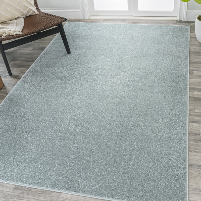 Arzel Solid Low-Pile Aqua Blue Rug, Rectangle 8'8" x 12'