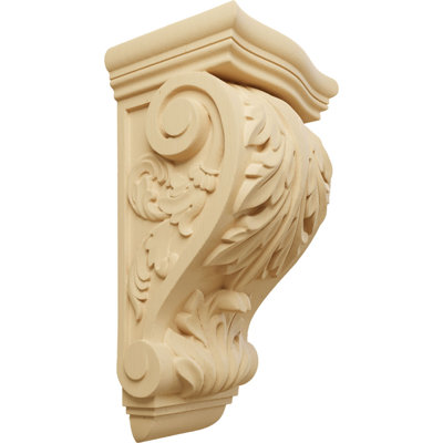 8"W x 6 1/2"D x 15"H Large Farmingdale Acanthus Corbel, Alder