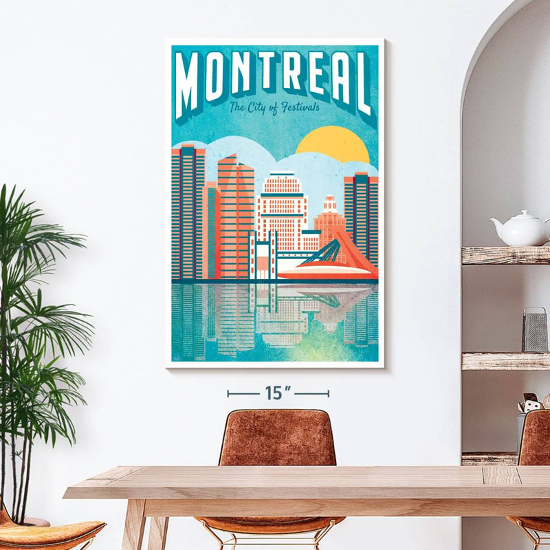 Montréal, affiche rétro sur toile, H 48 po x l 32 po x P 1,25 po
