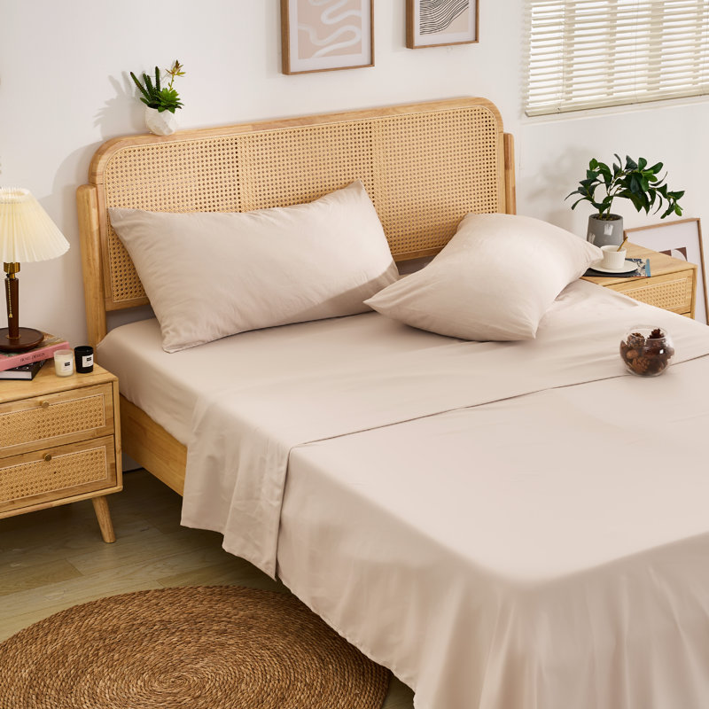 Ensemble de draps profond avec ourlet plissé, Ensemble de draps pour taille de lit très grand c, Brun