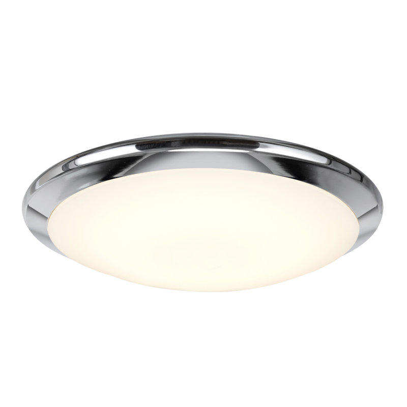 Glass LED Flush Mount, Chrome, 3.5" H x 15" W x 15" D