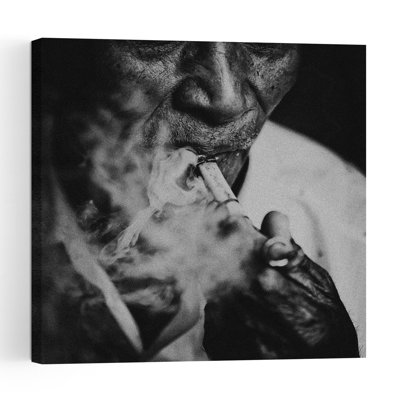 Old Man Smoking Abstract Contemporary Portrait Wall Art Print by Andi Halil - Print