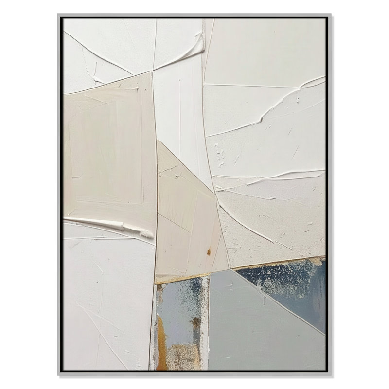 «Plastering II» par Alonza Saunders, Toile avec cadre, Flottant argent, L 31,5 po x H 41,5 po