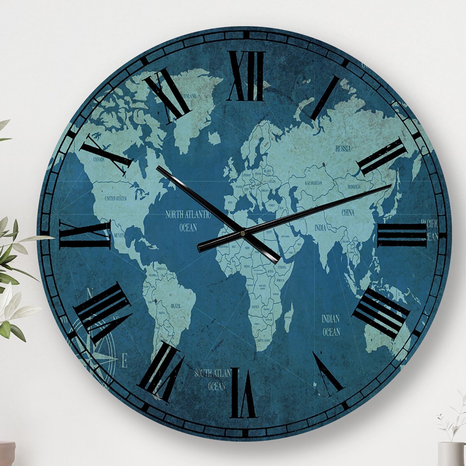 East Urban Home Slate World Map II - Traditional wall clock & Reviews ...