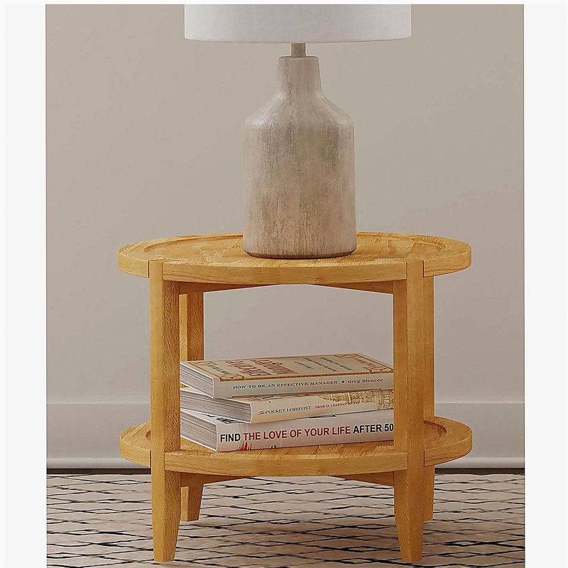 Isbell Maple Brown Round Solid Wood Side End Table