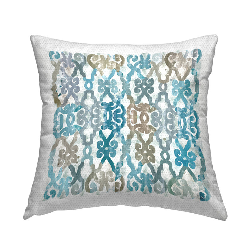 Coussin d'extérieur à motif bleu bohème imprimé par Flora Kouta