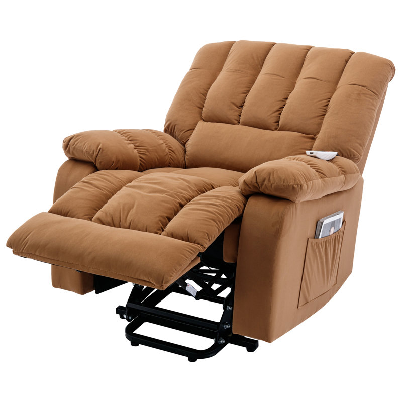 Fauteuil inclinable rembourré Muguette, Velours brun