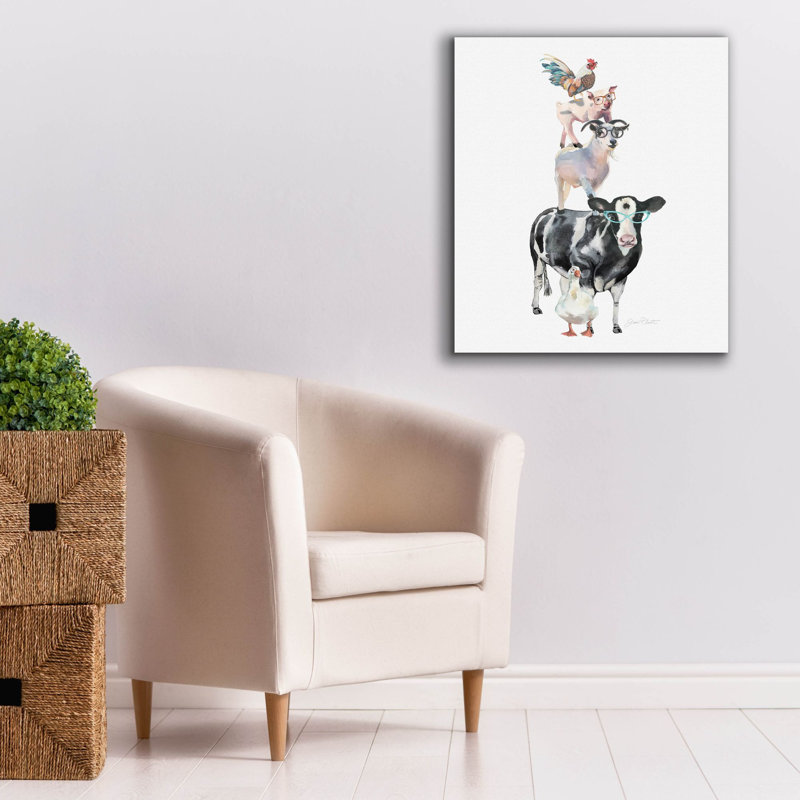 «Farm Animal Family C» par Jean Plout, art mural sur toile, H 30 po x l 26 po x P 1,5 po