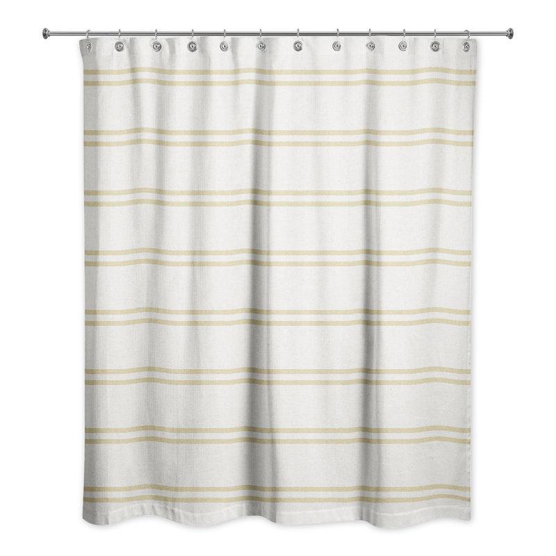Rideau de douche rayé simple, Jaune/blanc