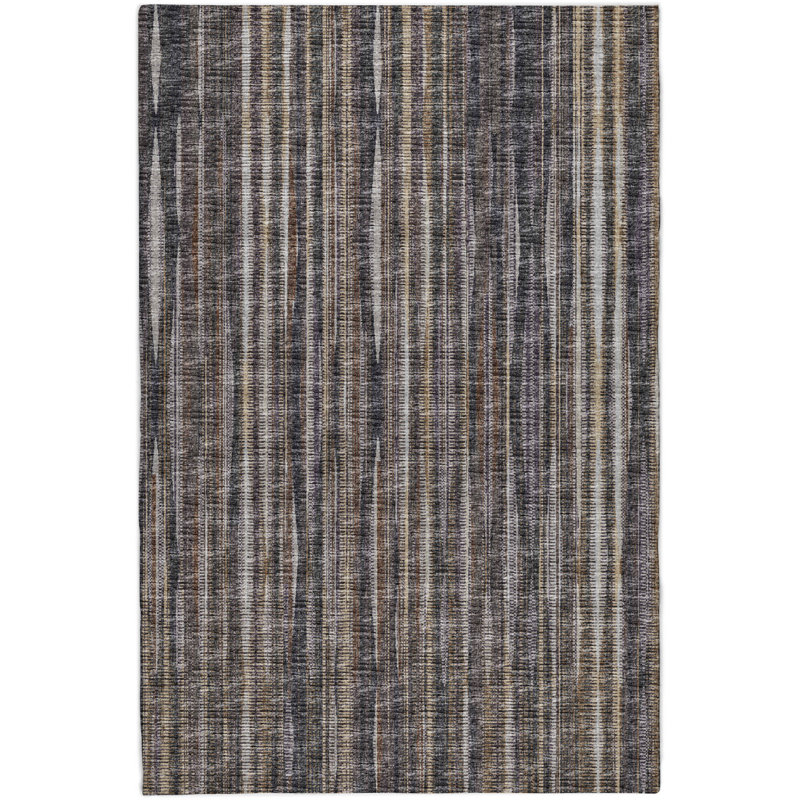 Premium Machine Washable Dream Shag ADS31 Textured Stripes Rug, 3' x 5', Brown