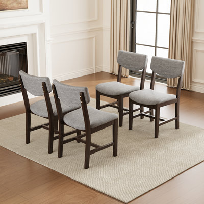 Chaises de salle à manger rembourrées, ensemble de 4 - Conception ergonomique avec structure en bois d'hévéa massif et pieds antidérapants