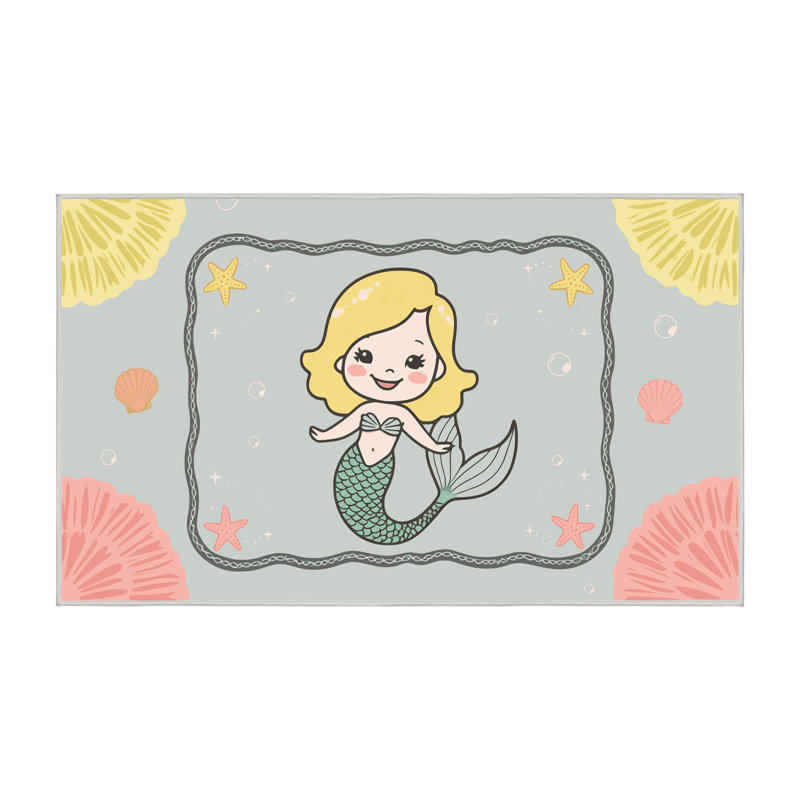 Tapis pour enfant East Urban Home Mermaids, Rectangle 5 pi x 7 pi