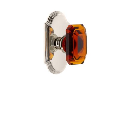 Grandeur Arc Plate Privacy with Baguette Crystal Door Knob