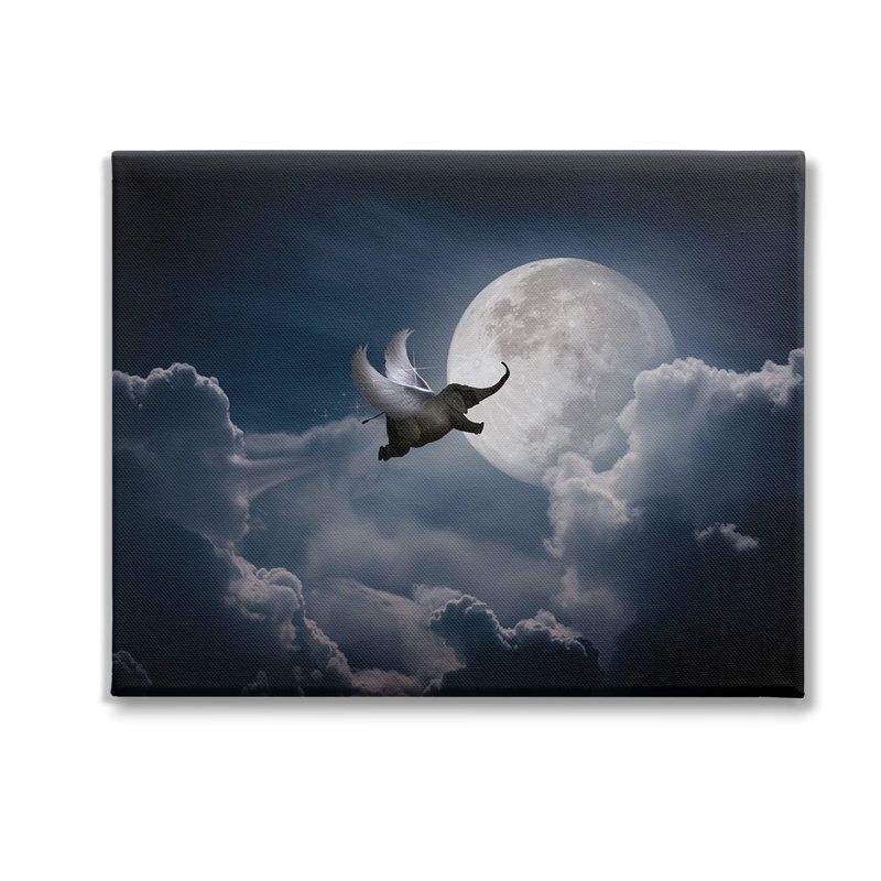«Flying Elephant & Moon» par Noble Works, H 24 po x l 30 po x P 1,5 po