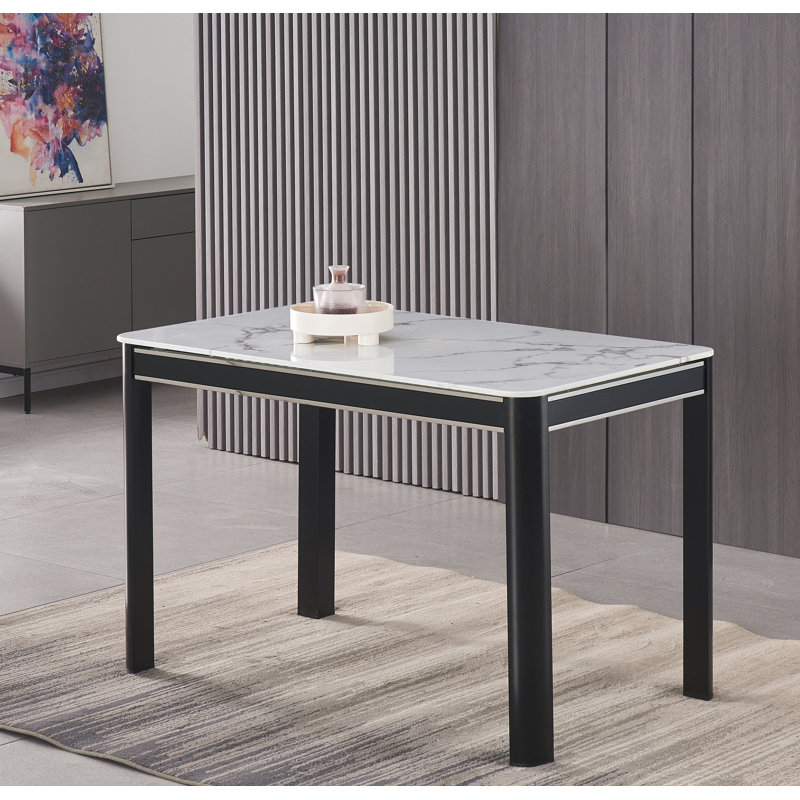Brajon Metal Base Dining Table, White
