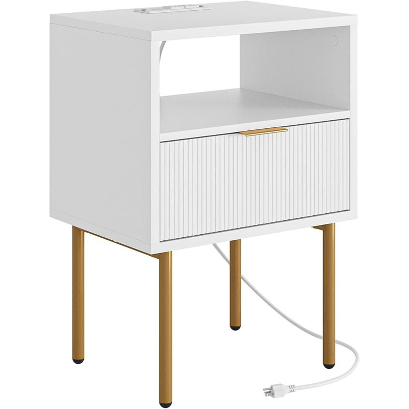 Table de chevet avec station de charge, lit moderne Mid-Century