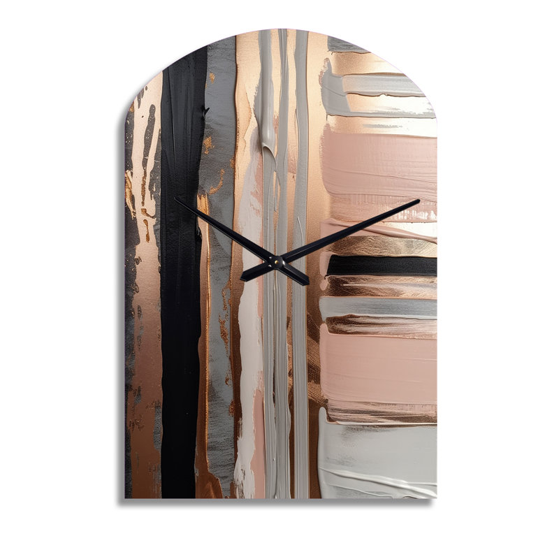 Or rose et formes roses dans une sculpture contemporaine en forme d'arche I, Grand