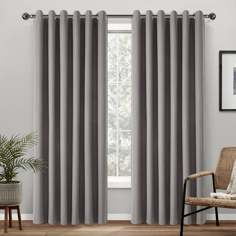 Premium Linen Blackout Eyelet Curtains - Thermal & Noise Reducing Ready-Made Set of 2, Mocha, 168cm Width x 228cm Drop