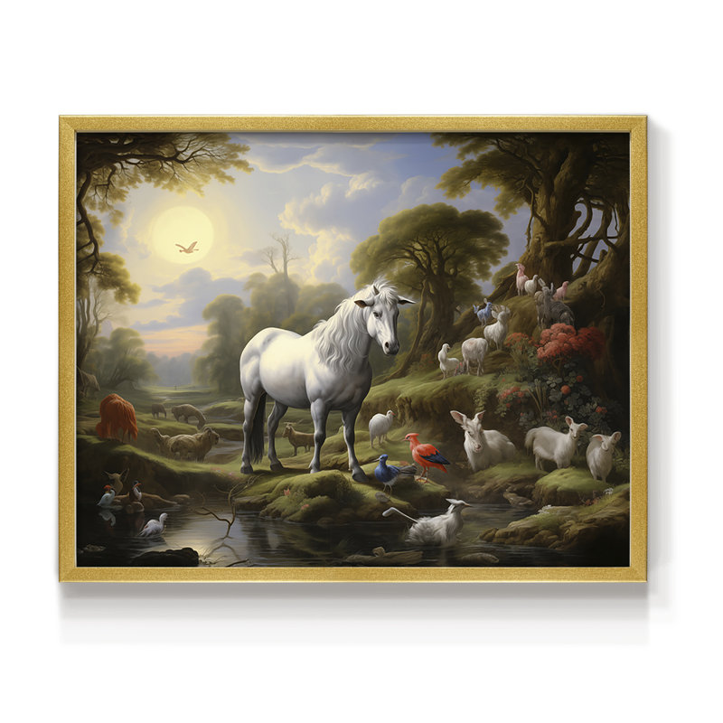 Faune - XXV III - Reproduction encadrée - Restickable, H 8 po x l 10 po, Or