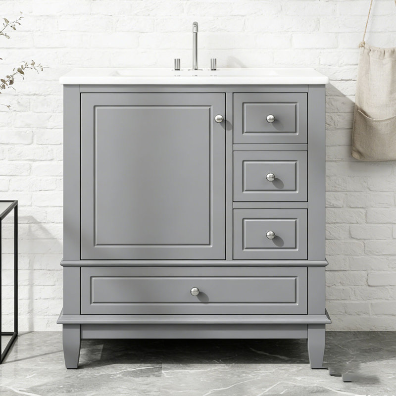 Meuble-lavabo 30 po avec lavabo, Gris