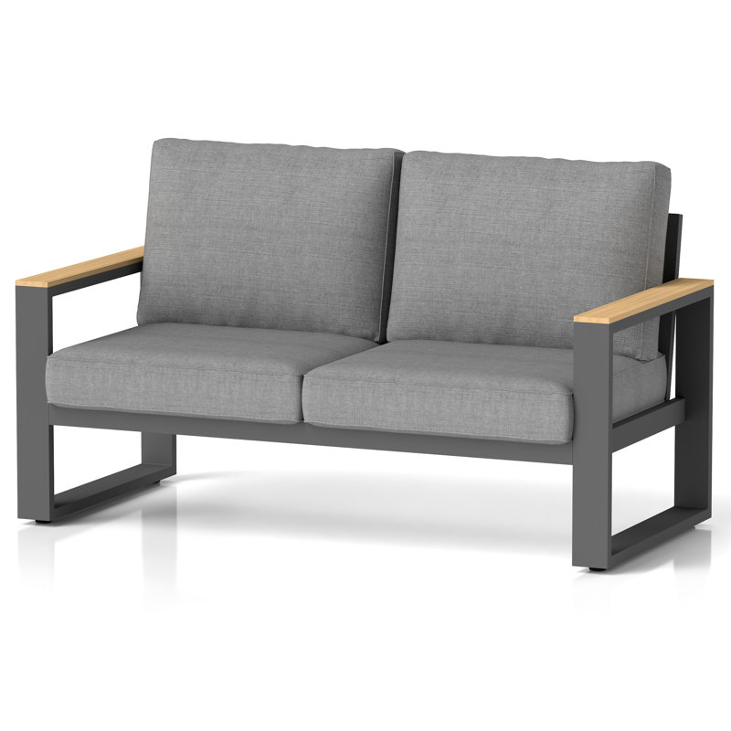 Causeuse en aluminium avec coussins 52 po Brandtley, Gris