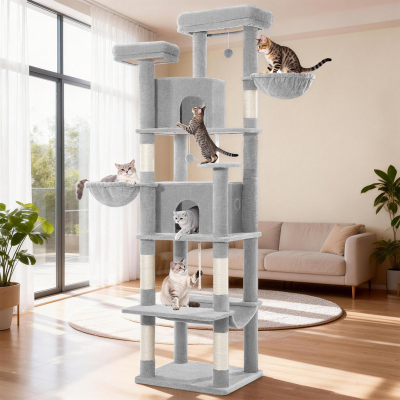 Cat Tree, 50 x 40 x 175 cm, Light Grey
