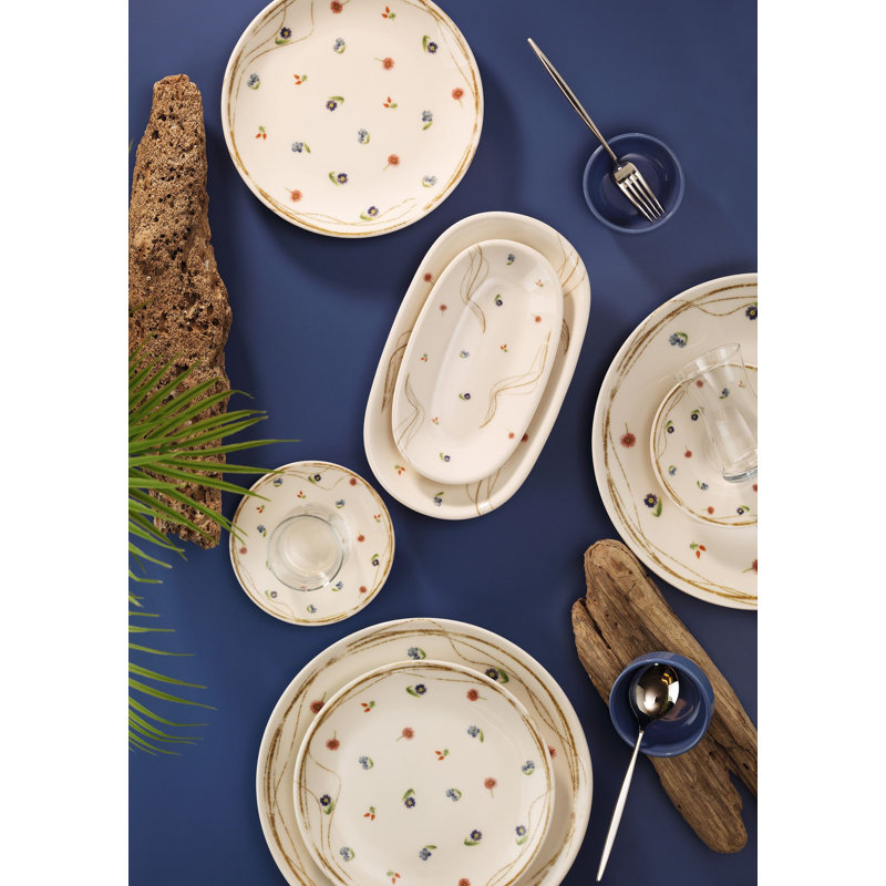 Ensemble de petit déjeuner (32 pièces), Bleu/vert/rouge, Points