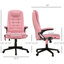 Fauteuil de bureau à haut dossier, cuir d'unité centrale rose, 6 points de vibration, inclinaison chauffée et télécommande pour les meubles de massage relaxant avec fonction inclinable et réglable