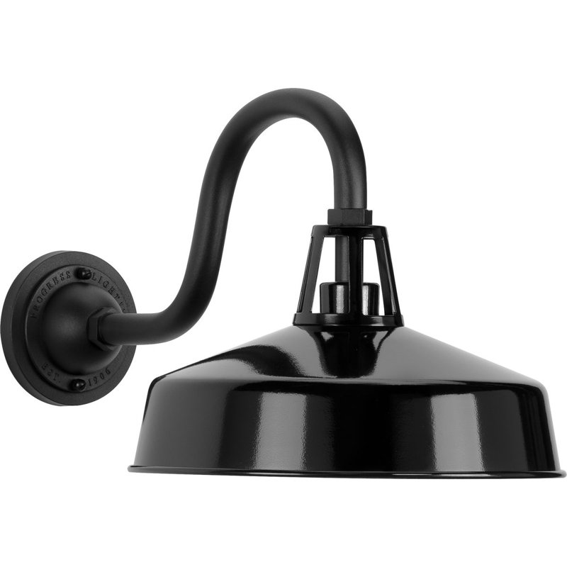 Luminaire de grange d'extérieur noir H 11,25 po Ciana, Argent brossé