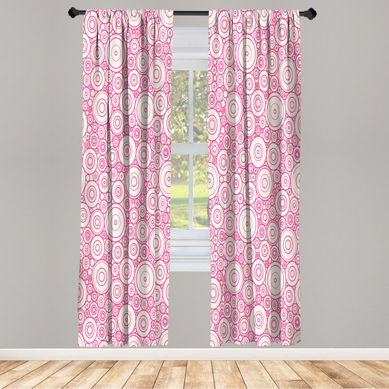 Microfiber Floral Semi-Sheer Rod Pocket Curtain Panels, 28" W x 95" L, White/Pink