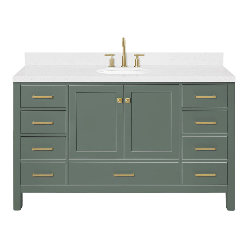 Amariani 60.25'' Single Bathroom Vanity with Quartz Top, Vintage Green