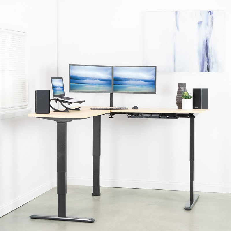 VIVO Electric Sit Standing Corner Height Desk L Frame Motor Ergonomic Adjustable