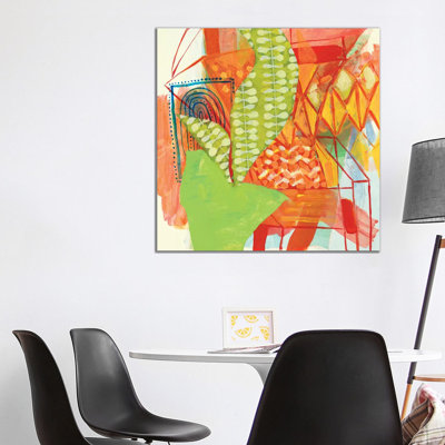 Orange Chair With Potted Plant And Beach Towel 1 Piece Painting on Canvas