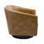 Fauteuil pivotant à base de bois - similicuir brun clair, chaise en cuir au design douillet, fabrication en bois franc, look élégant-383487621