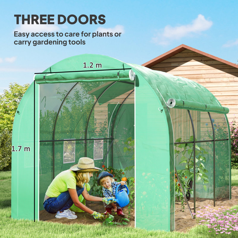 Walk-in Polytunnel Greenhouse, Upgraded Structure, 200cm H x 296cm W x 196cm D