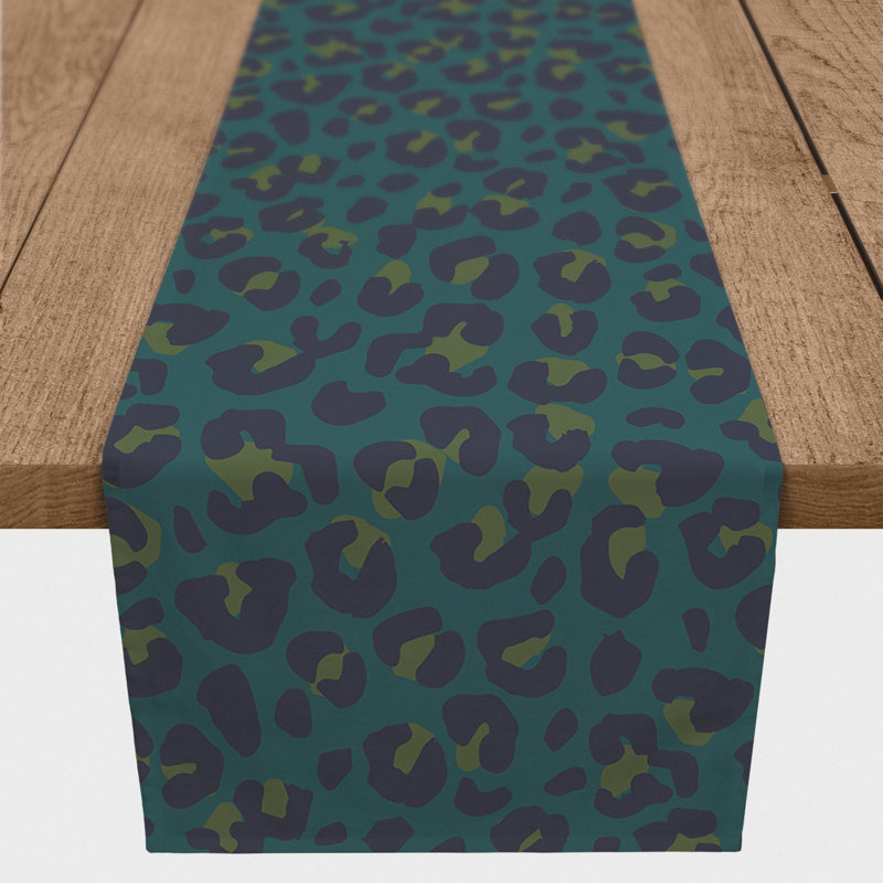 Dunihue Animal Print Cotton Blend Table Runner, 72" L x 16" W, Blue